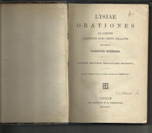 Lysiae orationes ad codicem palatinum nunc denuo collatum  - Accedunt orationum deperditarum fragmenta. Editio altera aucta et emendata