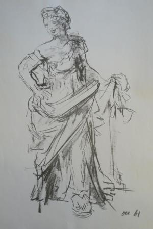 Tanzende. Lithographie.
