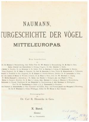 Naumann, Naturgeschichte der Vögel Mitteleuropas. Band 10: Enten