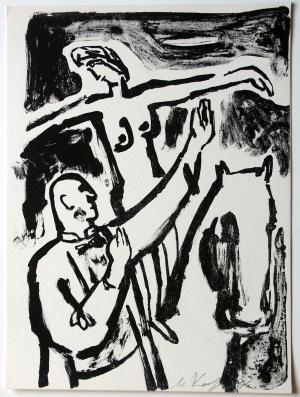 Mikhail Karasik - Franz Kafka Auf der Galerie Lithografie