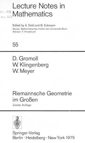 gebrauchtes Buch – Gromoll, Detlef; Klingenberg – Riemannsche Geometrie im Großen