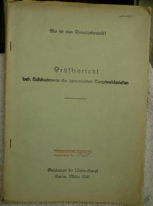 Prüfbericht betr. Luftdruckwerte der synoptischen Hauptmeldestellen Nur für den Dienstgebrauch