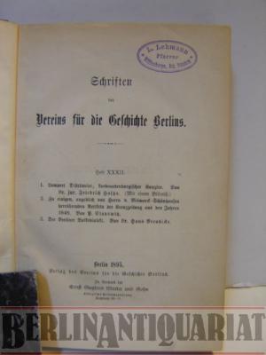 antiquarisches Buch – Schriften des Vereins für die Geschichte Berlins. Heft 32.