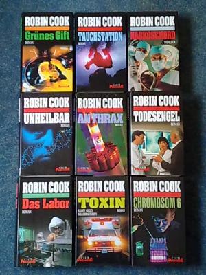 gebrauchtes Buch – Robin Cook – 9 X Robin Cook - Unheilbar + Todesengel + Anthrax + Grünes Gift + Toxin + Narkosemord + Tauchstation + Das Labor + Chromosom 6