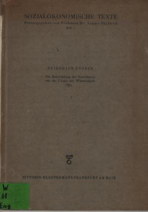 antiquarisches Buch – Friedrich Engels – Die Entwicklung des Sozialismus von der Utopie zur Wissenschaft - 1891 - Sozialökonomische Text - Heft 7