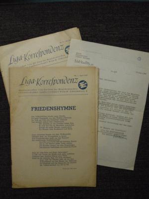 Liga - Korrespondenz. Heft 1 +2, 1947 (sowie Sonderdruck + Brief)