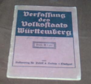 Verfassung des Volkstaats Württemberg - mit Fotos der einzelnen Abgeordneten -