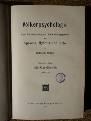 Völkerpsychologie Band 7