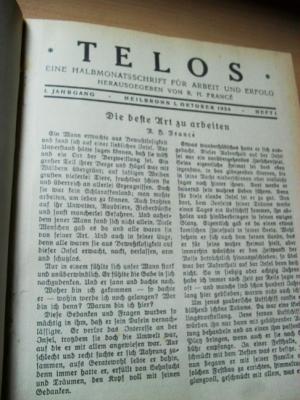 TELOS. ILLUSTRIERTE MONATSSCHRIFT FÜR Arbeit und Erfolg.