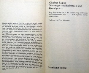 gebrauchtes Buch – G. Rüpke – Schwangerschaftsabbruch und Grundgesetz, eine antwort auf das in der entscheidung des bundesverfassungsgerichts vom 25.02.1975 ungelöste verfassungsproblem