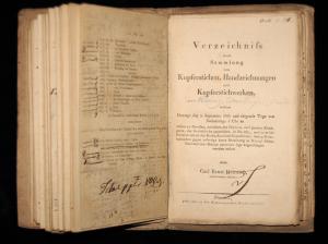 Heinrich, Carl Ernst. Verzeichniss über vier systematisch geordnete Sammlungen von Kupferstichen, Handzeichnungen und Holzschnitten, auch einigen Gemälden […]