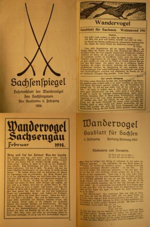 Sammlung von 30 Heften: Sachsenspiegel. Fahrtenblatt der Wandervögel des Sachsengaues, 6. Jg. 1916, Jg. 1917 / Wandervogel. Gaublatt für Sachsen Jg. 1914 […]