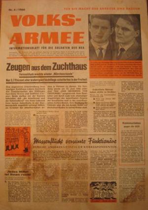 Tarnschrift:] Volksarmee. Informationsblatt für die Soldaten der NVA. Nr. 4 / 1966.[Vom Amt für psychologische Kampfführung der Bundeswehr gerichtet an […]