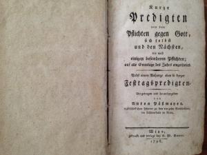 Kurze Predigten von den Pflichten gegen Gott, sich selbst und den Nächsten : wie auch einigen besonderen Pflichten; auf alle Sonntage des Jahrs eingetheilet […]