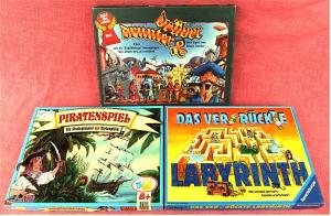 3 Spiele :  Das verrückte Labyrinth  -  Piratenspiel  -  Drunter & Drüber  - Alle 3 Spiele sind unvollständig