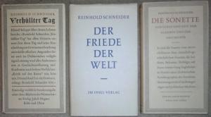 Konvolut 3 Titel: Verhüllter Tag. Die Sonette von Leben und Zeit, dem Glauben und der Geschichte. Der Friede Welt.