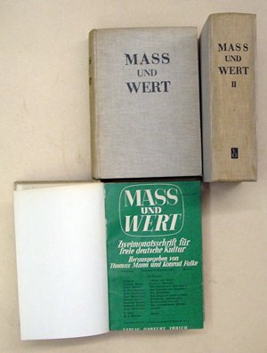 Mass und Wert. Zweimonatsschrift für freie deutsche Kultur. Hrsg. von Thomas Mann und Konrad Falke. 1. Jahrg., Heft 1-6, 2. Jahrg., Heft 1-6, 3. Jahrg […]