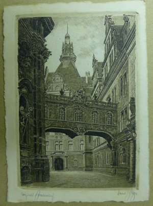 Originalradierung - Dresden,  Durchgang vom Residenzschloss zur Katholischen Hofkirche- 1925