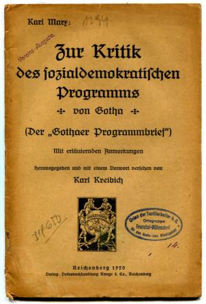 Zur Kritik des sozialdemokratischen Programms. Der "Gothaer Programmbrief"