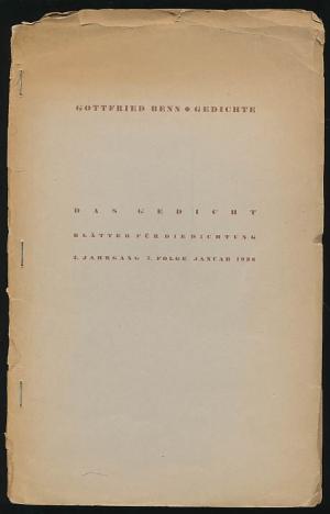 Das Gedicht. Blätter für die Dichtung. 2. Jahrgang. 7. Folge. Januar 1936., Herausgeber und verantwortlicher Schriftleiter: Dr. Heinrich Ellermann. [Erstausgabe […]