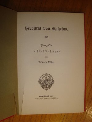 antiquarisches Buch – Ludwig Löser – Herostrat von Ephesus.