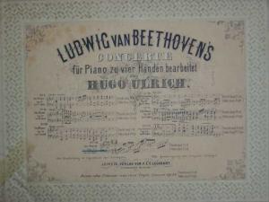 Fünftes Concert für Clavier und Orchester, op. 73 in Es-dur., Ausgabe für Klavier zu 4 Händen. Bearbeitet von Hugo Ulrich. Mit eingedruckter Widmung: […]