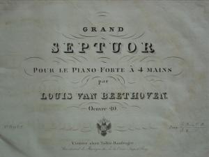 Grand Septuor. Op. 20., Pour le piano-forte a 4 mains / Klavierauszug. Arrangement für das Pianoforte zu 4 Händen. Gestochene Ausgabe.