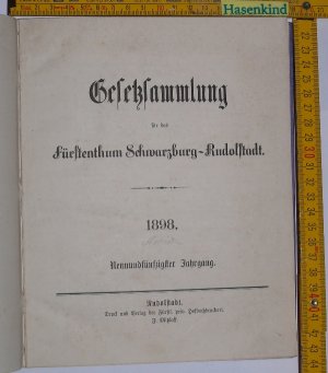 antiquarisches Buch – Gesetzsammlung für das Fürstenthum Schwarzburg-Rudolstadt. 1898. 59. Jahrgang (Fürstentum)