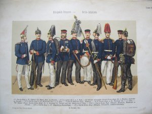 gebrauchtes Buch – Bayern Uniform Soldaten – Uniformen Bayern Chromolithographien - 5 Blätter - ca. - 15,5x24cm - um 1890