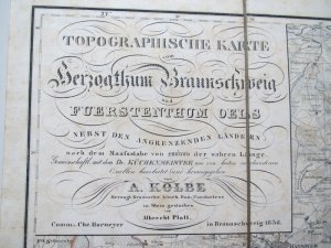 Topographische Karte von Herzogthum Braunschweig und Fuerstenthum Oels nebst den angrenzänden Ländern nach dem Maassstabe von 200000 der wahren Länge. […]