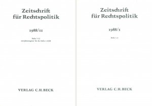 Zeitschrift für Rechtspolitik, 1988 in zwei Bänden: Hefte 1 bis 6 + 1988 + Hefte 7 bis 12, mit Jahresregister für die Hefte 1 bis 12/88. 21. Jahrgang