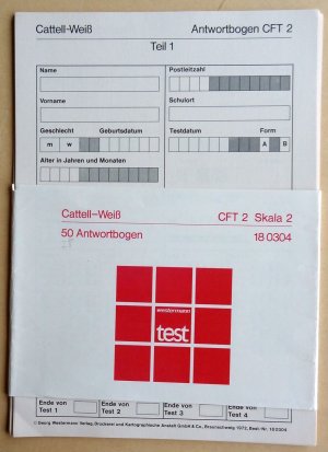 46 Antwortbogen (Testbogen) Grundintelligenztest CFT 3 Skala 3