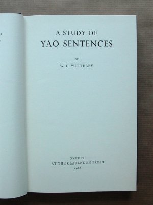 antiquarisches Buch – Whiteley, W. H – A Study of Yao Sentences.