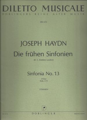 Die frühen Sinfonien (H. C. Robbins Landon). Sinfonia No. 13 D-Dur, Hob. I:13 (= Doblinger DM 213). Stimmen.