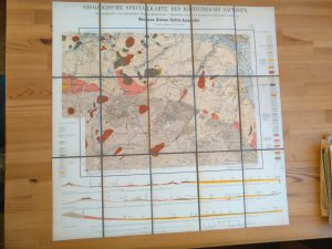 Geologische Specialkarte (Spezialkarte) des Königreichs Sachsen. Section Zittau - Oybin - Lausche Nr. 107 mit 5 Profilen der Schichten. Karte Landkarte