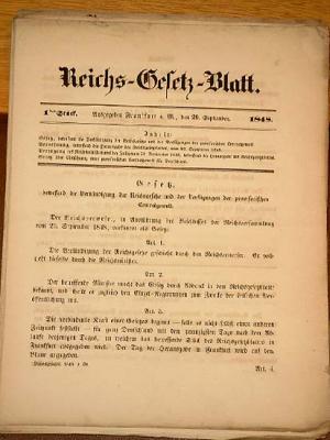 antiquarisches Buch – Reichsgesetzblatt ( Reichs - Gesetz - Blatt ) 1848 - 1849 : Konvolut von 12 einzelnen Stücken