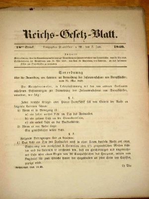 antiquarisches Buch – Reichsgesetzblatt ( Reichs - Gesetz - Blatt ) 1848 - 1849 : Konvolut von 12 einzelnen Stücken