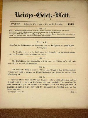 antiquarisches Buch – Reichsgesetzblatt ( Reichs - Gesetz - Blatt ) 1848 - 1849 : Konvolut von 12 einzelnen Stücken