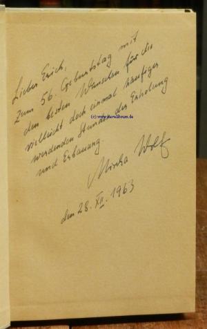 Eigenhändige persönliche Widmung an Erich [Mielke] zum 56. Geburtstag am 28.12.1963. In: Friedrich Wolf: Gesammelte Werke in 16 Bänden, Band 12: Gedichte […]