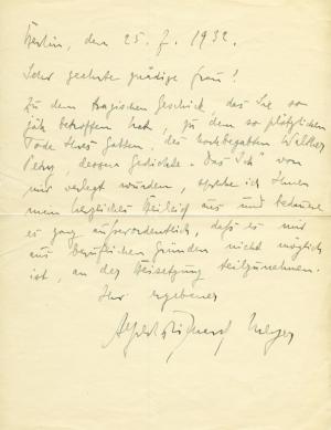 Lyriker, Erzähler u. Verleger (1882-1956): Eigenh. Brief mit U. (voller Namenszug). Bln. 25. VII. 1932. 4°. 1 S.