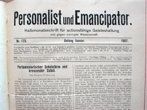 Personalist und Emancipator. Halbmonatsschrift für actionsfähige Geisteshaltung und gegen corrupte Wissenschaft. Jahrgang 1907. Nr. 175 bis Nr. 198.