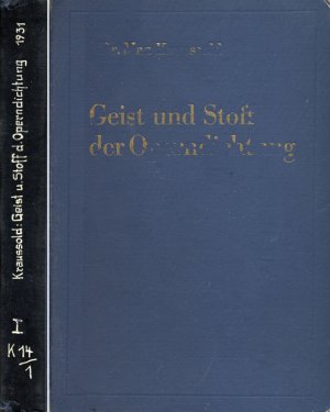 Geist und Stoff der Operndichtung. Eine Dramaturgie in Umrissen