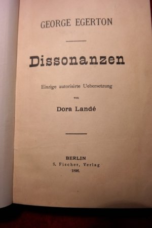 DISSONANZEN = DEUTSCHE ERSTAUSGABE 1896 (engl. "Discords" 1894)