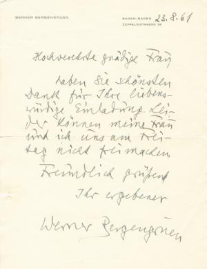 Schriftsteller (1892-1964): Eigenh. Brief mit U.