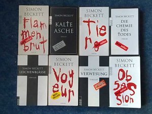 8 X Simon Beckett - Voyeur + Tiere + Flammenbrut + Kalte Asche + Obsession + Die Chemie des Todes + Leichenblässe + Verwesung