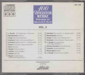 gebrauchter Tonträger – Strauß, J.; Mendelssohn; Grieg; Smetana; Schubert; Mozart; Bach; Händel; Loeillet; Rimsky-Korsakov; Chabrier; Mussorgsky – 100 Meisterwerke - Welterfolge der klassischen Musik Vol. 5