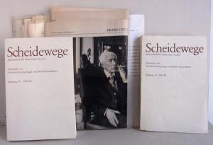 Konvolut Ernst Jünger - 40 Zeitungsartikel, 1 kopiertes Typoskript über Ernst Jünger + 4 Erstdrucke (Scheidewege, die Zeit, FAZ)