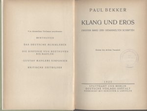 Klang und Eros (Gesammelte Schriften, Band II)