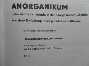 gebrauchtes Buch – Lothar Kolditz  – Anorganikum Lehr- und Praktikumsbuch der anorganischen Chemie mit einer Einführung in die physikalische Chemie TEIL 2