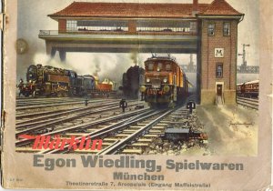 Märklin D 9 - 1932 Katalog, Aufdruck von Egon Wiedling, Spielwaren, München, Theatinerstrasse 7, Arcopalais